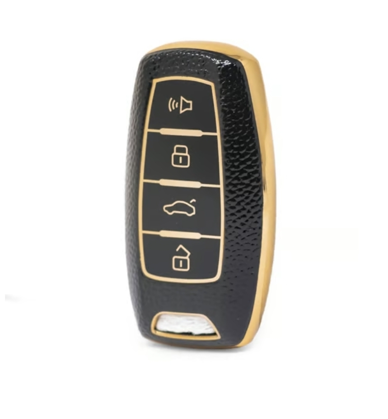 غطاء نانو جلد ذهبي لمفتاح ريموت الجدار العظيم 4 أزرار أسود — 4 Great Wall Haval H6 H9 Jolion F7 M4 Voleex C30